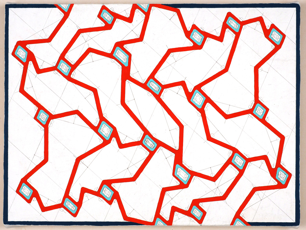 all-over geometric abstraction based on point symmetry.