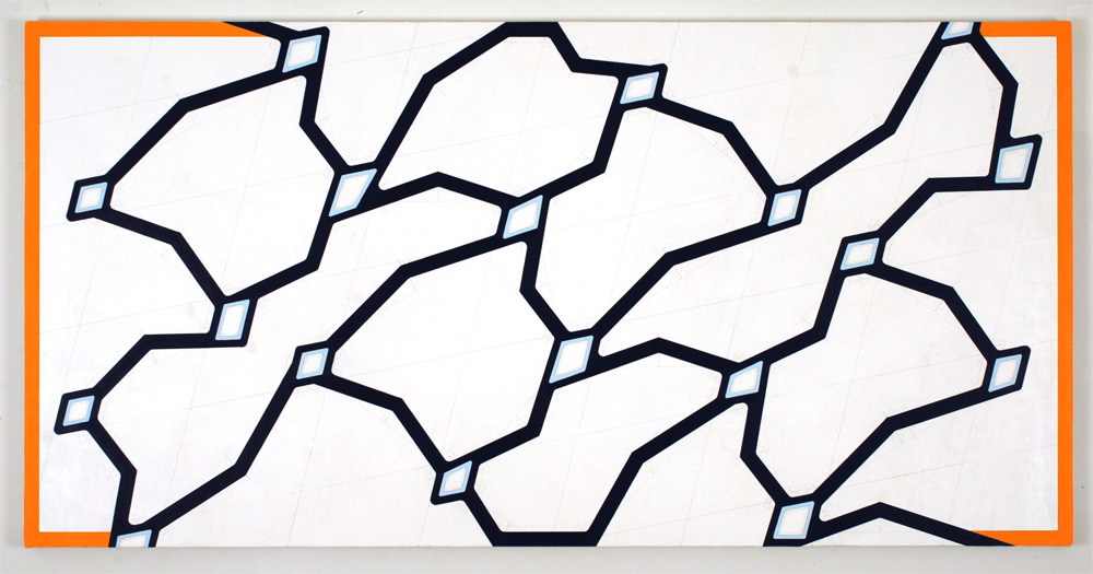 torqued grid-like abstract painting