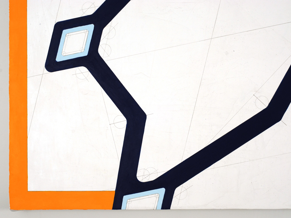 corner of painting showing underdrawing and framing element