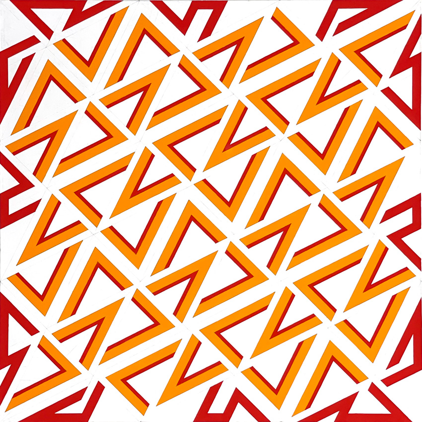 pattern abstraction with repeating V-like shapes pointing in different directions