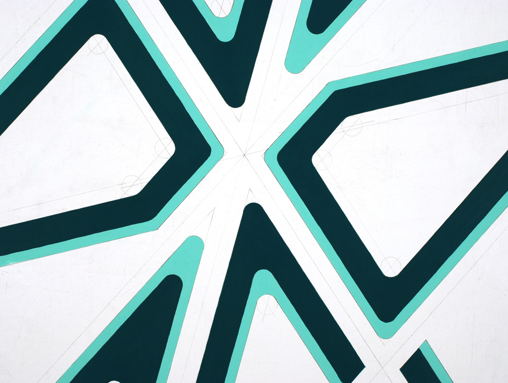 abutting corners of six jigsaw-like elements