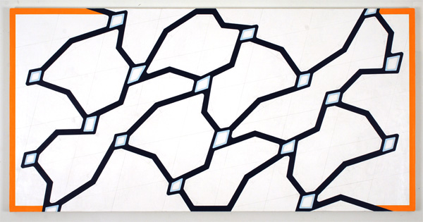 torqued grid-like abstract painting