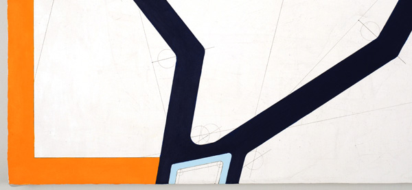 detail showing compass and ruler drawing with painted image